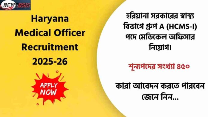 Apply for the Haryana Medical Officer Vacancy 2025