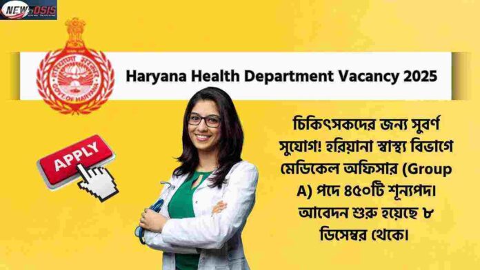 Apply for the Health Department Haryana Vacancy