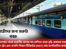Indian Railway Fare Hike for General Sleeper & AC