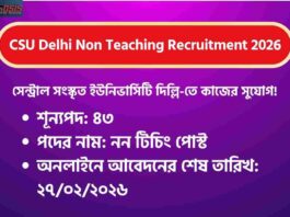 Apply Online for the CSU Delhi Recruitment 2026