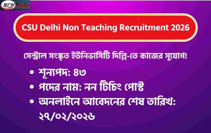 Apply Online for the CSU Delhi Recruitment 2026